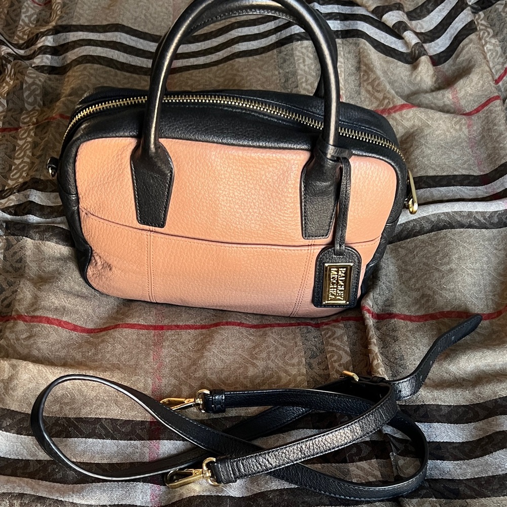 Black and Apricot Leather Handbag